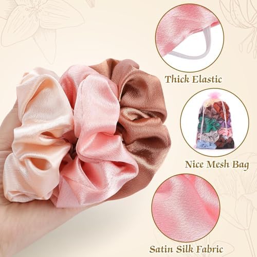 OCATO Silk Satin Scrunchies Hair Scrunchies for Women Girls Birthday Gifts - Image 3