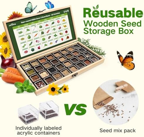 USDA Zone 3 Seed Bank, Gardening Gifts for Women Men, 32 Type Non-GMO Seeds - Image 7