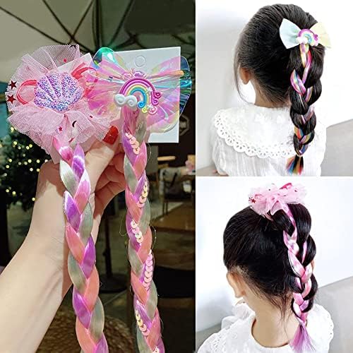 10Pcs Long Braided Wigs Princess Hairpiece Wig Braid Girls Cosplay Headband Hair Dess up Costume Accessories for Girls (C) - Image 2