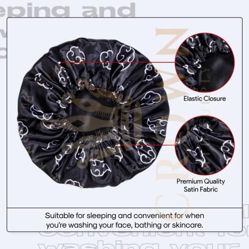 3pcs Silky Design Bonnet with Elastic Soft Band Adjustable Women and Men, Comfortable Satin Fabric (Naru2 Tri) - Image 3