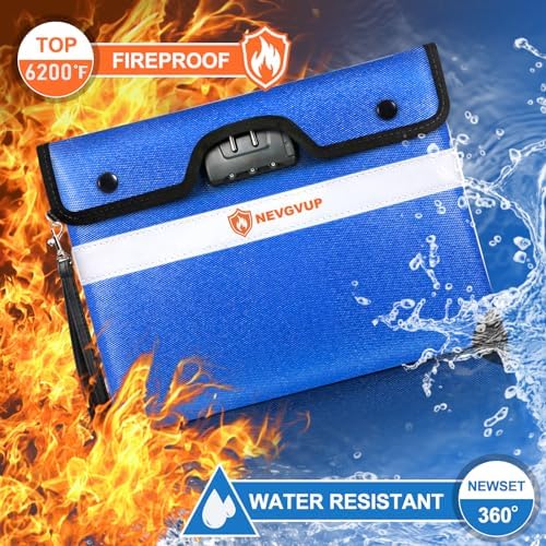 6200°F Upgraded Fireproof Document Bag with Lock, Fireproof Money Bag for Cash with Zipper/Reflective Strip, 9 Layer of Heat Insulated Material, Water Resistant Fire proof Bags for Documents,Safe Bags - Image 2