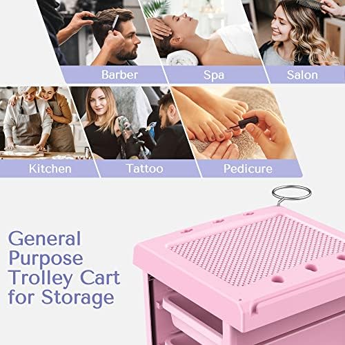 TASALON 6-Tray Multipurpose Rolling Salon Storage Cart, Pink - Image 6