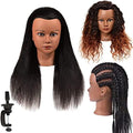 18 Inch 100% Real Hair Mannequin Head Training Head Manikin Cosmetology Doll Head for Hairdresser Practice Braiding Hair Styling with Clamp stand by MankainheadMannequinHead
