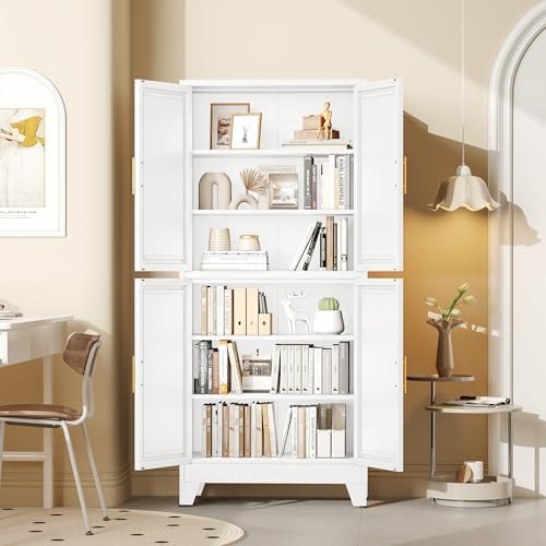 GAIOUS 75.2" Tall Metal Pantry Cabinet,White Kitchen Pantry Storage Cabinet - Image 4