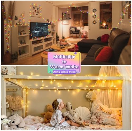 JMEXSUSS 200 LED Warm White & Multicolor Color Changing String Lights - Image 4