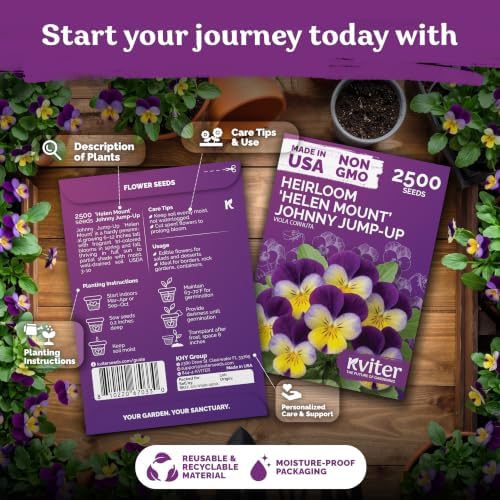 2,500 Johnny Jump Heirloom Flower Seeds for Planting, Viola Cornuta - Image 2