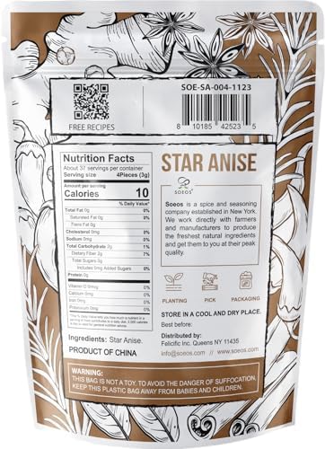 Soeos Star Anise, Star Anise Whole, Anise Seeds, NON-GMO Verified，4 Ounce - Image 2