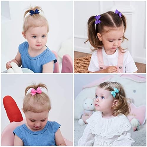 Baby Hair Clips for Girls 40PCS - 2" Girls Fully Lined Bows Hair Pins Tiny Hair Bows Alligator Clips for Baby Girls Infants Toddlers 40 Colors - Image 3