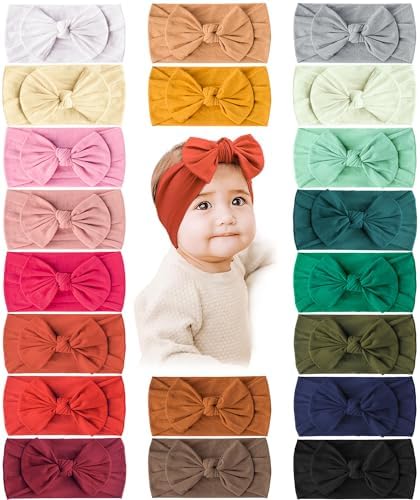 Prohouse 20 Pcs Baby Girl Bows and Headbands, Elastics Nylon Hairbands by Prohouse