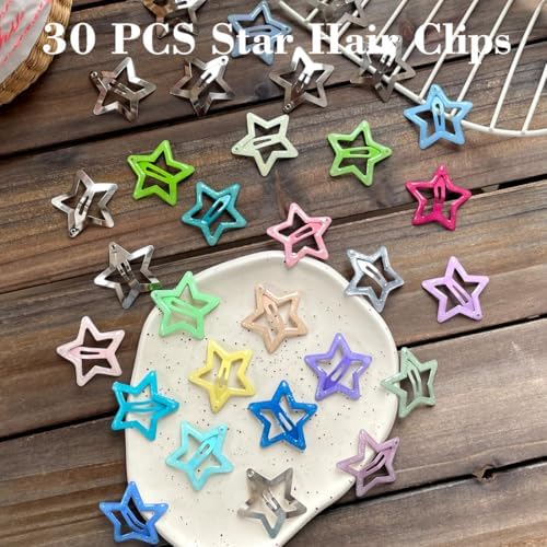 20 PCS Sparkling Star Hair Clips Snap Hair Accessories Non Slip Clips for Girls Women Metal Hair Clip Star Hair Barrettes Stars Hair Clips for Women Stars Hair Clip - Image 5