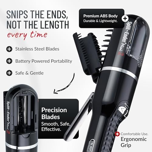 Split-Ender Mini 2 – Original Cordless Split End Hair Trimmer for Dry, Damaged, Brittle, Curly, Frizzy, or Straight Hair – Rechargeable Hair Clipper, Home Styling Tool for Split Ends (Black) - Image 4