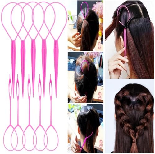25Pcs Hair Styling Combs Set Include 10 Pcs Topsy Hair Tail Tools 5pcs Rat Tail Comb,5 Bristle Teasing Slick Back hair Brush,5 Edge Control Brush,Eyebrow Brush for Woman Girl Pink - Image 6