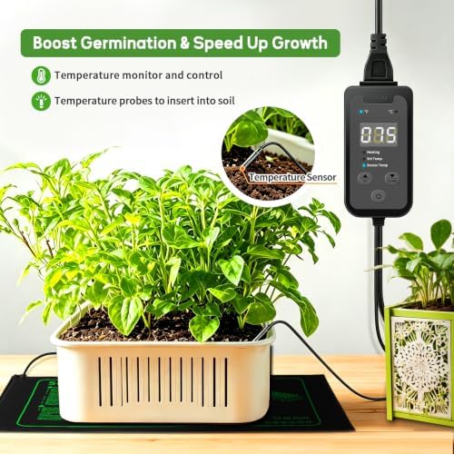 SYSAI Seedling Heat Mat 20" x 10" with Digital Thermostat, Waterproof Heating Pad for Indoor Seed Starting, Germination, Greenhouse & Reptile Tank - Image 5