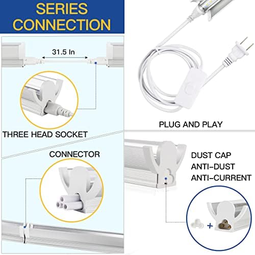 T5 LED Grow Lights, 204pcs Bulb 5000K White Full Spectrum Plant Light Strips for Indoor Plants, Shelves Greenhouse Seedling, End-to-End Connectable with V-Shaped Reflector - Image 5