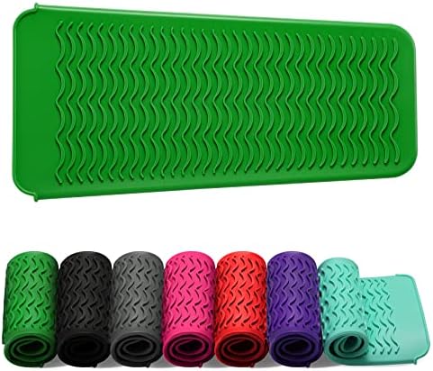 ZAXOP Heat Resistant Silicone Mat Pouch for Curling Irons & Flat Irons, 2-in-1 Travel Case & Cooling Pad for Hot Tools, Anti-Slip Countertop Protector, Pack Instantly Without Waiting to Cool(Green) by ZAXOP