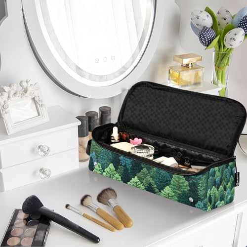 Hair Tools Travel Bag with Heat Resistant Mat 2-in-1 Hot Tools Travel Bag Organizer Flat Curling Iron Travel Case for Straightener Vivid Pine Trees Green - Image 7