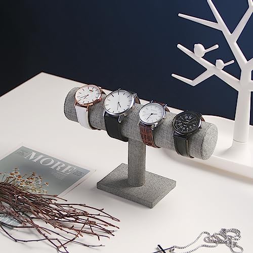T-Bar Bracelet Holder, Bracelet Display Stand For Selling, Hair Tied Jewelry Organizer Watch Rack For Home Show (Gray Linen) - Image 3