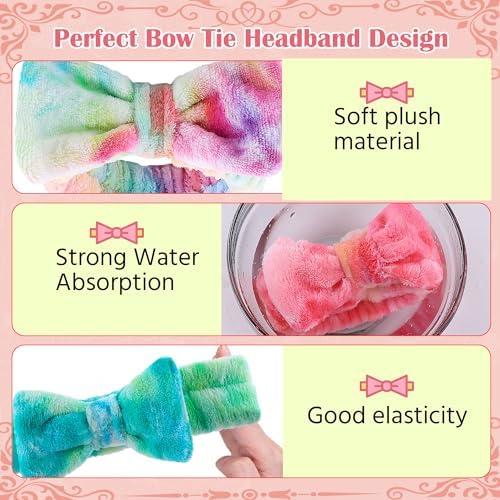 WSYUB Skincare Headband, 6pcs, Tie Dye Color, Soft Coral Fleece, Elastic, Washable, Reusable, For Women, Girls, Facial Makeup, Shower, Exercise, Party Gift - Image 4