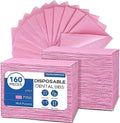 160 Pack Disposable Dental Bibs 13"x18", 3-Ply Waterproof Tattoo Bibs Sheet for Nail Salon, Dental Clinic, Feeding, Tattoo Shop (Pink) by TENKAIWICK