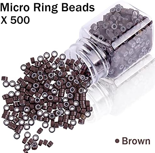 Duufin Hair Extension Tool Kit 500 Pcs Brown Hair Extension Beads With Tool - Image 5