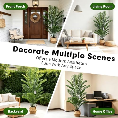 6FT Artificial Palm Tree with Hand-Woven Basket - Image 2