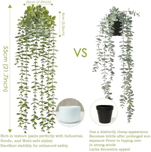 22“ Artificial Eucalyptus Artificial Hanging Plant 2 Pcs - Image 2