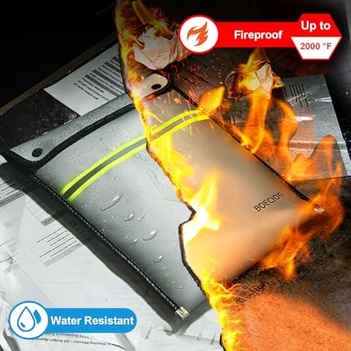 Upgraded Fireproof Document Bag, 15 in x 11 in Large Capacity with Waterproof Zipper, Flame-Resistant Edging, Fire Proof Money Bag for Cash, Safe Storage for Documents Valuables, Passports - Image 3