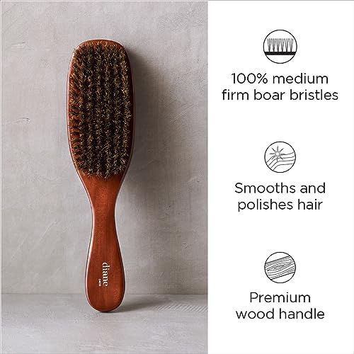 Diane Premium 100% Boar Bristle Wave Brush for Men, Wood Handle - Image 2