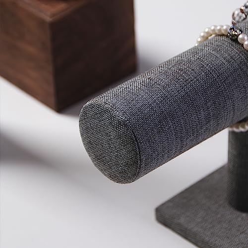 T-Bar Bracelet Holder, Bracelet Display Stand For Selling, Hair Tied Jewelry Organizer Watch Rack For Home Show (Gray Linen) - Image 5