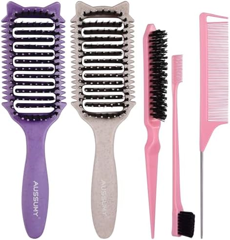 2 Pack Curl Defining Brush – With 3 Styling Tools for Effortlessly Detangles Shaping & Define Natural Curly Waves & Coils – For Women & Men Wet or Dry Hair - Reduces Frizz & Adds Shine by Aussumy