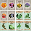 Medicinal Herb and Flower Set - 12 Varieties of Non-GMO & Heirloom Flowers and Herbs - Basil, Cilantro, Calendula, Lavender, Sage, & More! by FreedomFarms