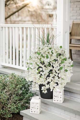 33.5" Bougainvillea Artificial Flowers Fake White Flowers, UV Resistant Long Sprays Artificial Bougainvillea Flowers for Indoor & Outdoor Decor, 3PCS Faux Hanging Flower for Home Room Wedding Porch - Image 4