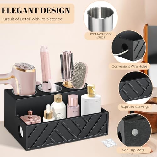 Hair Tool Organizer Wall Mounted, Hair Dryer Holder, Bathroom Countertop Organizer for Bathroom Accessories, Blow Dryer Organizer for Curling Iron, Hair Styling Tools, Vanity Organizer for Makeup - Image 6