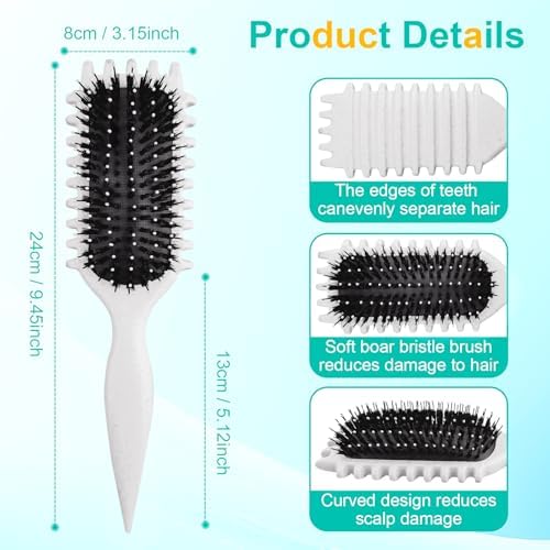 Curly Hair Brush,Curl Defining Brush,Hair Brush for Combing and Shaping,Reduce Pulling and Curl Separation For Defined Curls(off white) - Image 2
