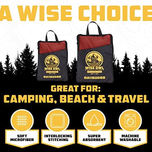 Wise Owl Outfitters Microfiber Camping Towel - Quick Dry Towel for Travel, Backpacking, Hiking, Beach, Gym & Yoga - Compact, Fast Drying & Lightweight - Image 2
