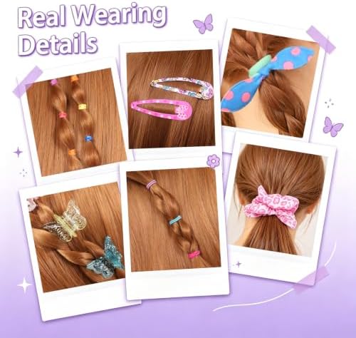 Rosvia Hair Accessories for Toddler Girls,463 Pcs Colorful Hair Ties Set with 26 Pcs Hair Clips,Cute Scrunchies,Butterfly Hair Clips,Ideal Gifts for Girl - Image 6