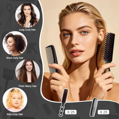 NICEMOVIC 50 Pcs Bulk Hair Brushes Combs Set for Homeless Supplies Women，Disposable Individually Wrapped Travel Hair Brushes and Combs，Detangling Hairbrush for Kids Hotel Nursing Home Charity Hygiene - Image 6