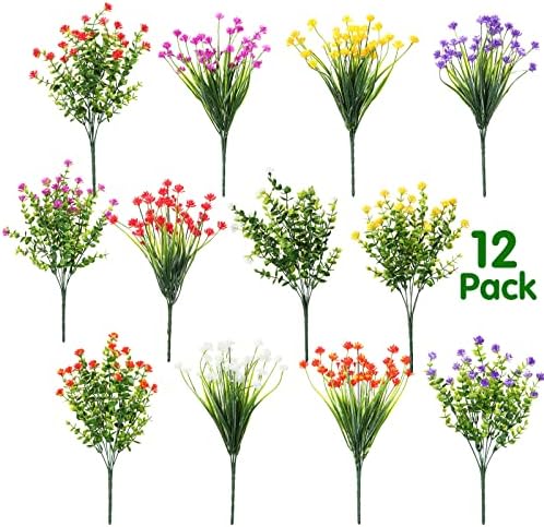 WILLBOND 12 Bundles UV Resistant Faux Flowers, Multi Color - Image 2