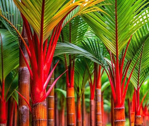 10 Red Sealing Wax Lipstick Palm Tree Seeds (Cyrtostachys Renda) House Plant by CZGrain
