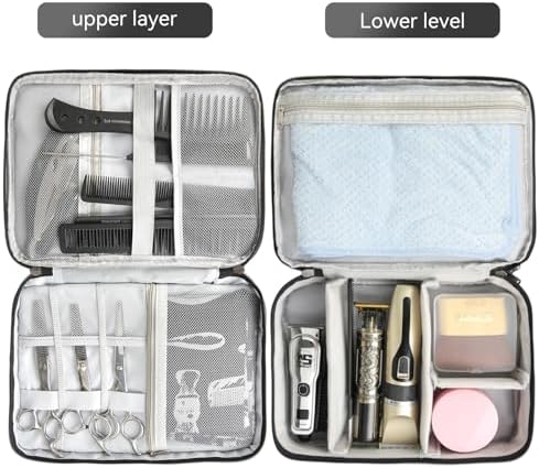 Barber Case Barber Tool Bags Barber clipper Bag Barber Cases for Clippers and Supplies Professional Barber Accessories Kit Hair Cutting Scissors Storage Bag Shaving Kits (Black) - Image 3