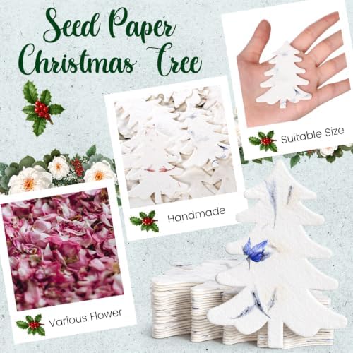 Dunzoom 50 Pcs Plantable Seed Paper Tags Wildflower, Christmas Tree Shape - Image 4