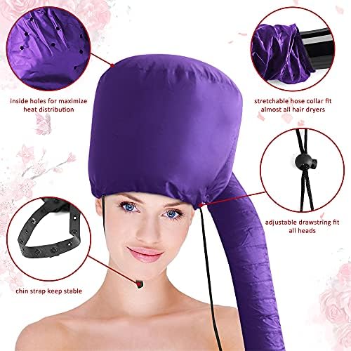Hair Dryer Bonnet - Upgraded Bonnet Hair Dryer with Longer Extended Hose for Easy Styling, Curling and Deep Conditioning, Purple, One Size Fits All - Image 4