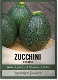 Gardeners Basics Round Zucchini Seeds for Planting Heirloom, Non-GMO Vegetable Summer Squash Container Variety, 3 Grams Seeds Great for Summer Garden by GardenersBasics