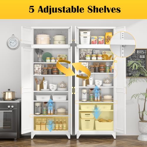 SteeLoong 90”Metal Pantry Storage Cabinet with Doors & 5 Adjustable Shelves - Image 4