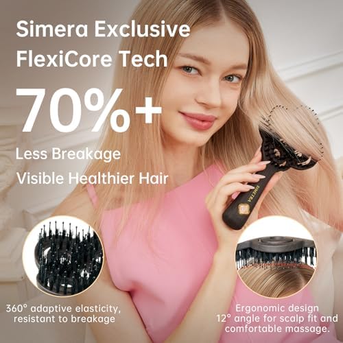 Simetra Detangler Hair Brush for Women and Men, Holiday Present - Original Detangling Brush for Curly Hair/Wet & Dry Hair, Natural Boar Bristles Hairbrush - Natural Crystal Inlay & 14K Gold Plating - Image 4