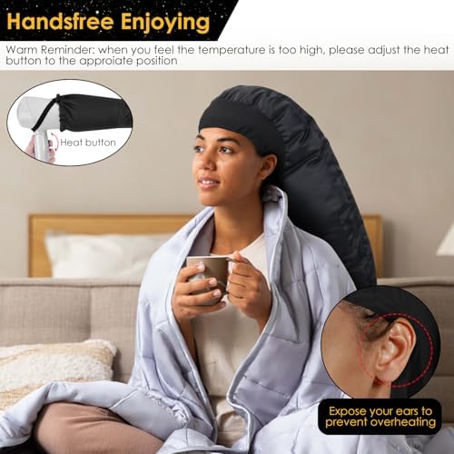 TEPENAR Hair Dryer Bonnet Attachment: Upgraded Extra Large Hooded Dryer Adjustable Hair Dryer Caps - Easy to Use for Natural Curly Textured Hair Care Styling Fast Drying - Black - Image 5