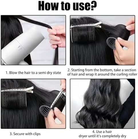 12Pcs Aluminum Thermal Hair Roller with 12Pcs Clips (Black) - Image 4