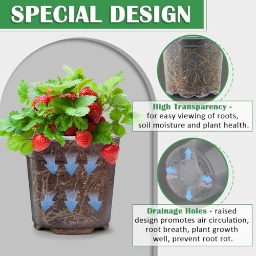 30 Pack 7/6/5/4/3 Inch Clear Nursery Pots for Plants, Flexible Plastic Plant Pots with Drainage Holes, Transparent Seed Starter Pots Variety Pack for Succulents, Seedlings, Flowers, Vegetable - Image 4