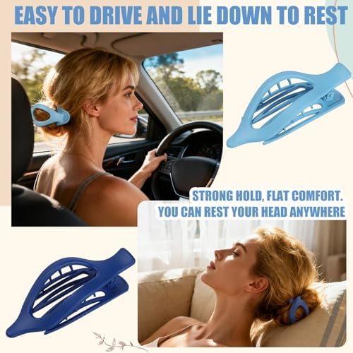 Flat Hair Clips for Women - 6 PCS French Flat Claw Clips Medium Hair Clips for Girls Large Hair Claw Clips for Thick or Thin Hair Strong Hold No Slip Hair Accessories for women (Blue) - Image 6
