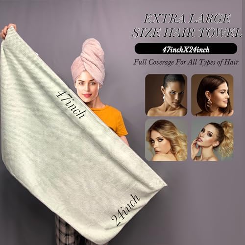 Chloven 2 Pcs Extra Large Microfiber Hair Towel Hair Drying Towel for Women - Image 3